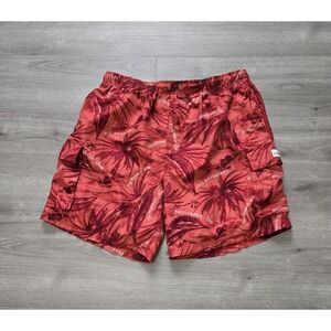 Caribbean‎ Joe Swim Trunks Mens Size XL Red Hawaiian Floral Pockets